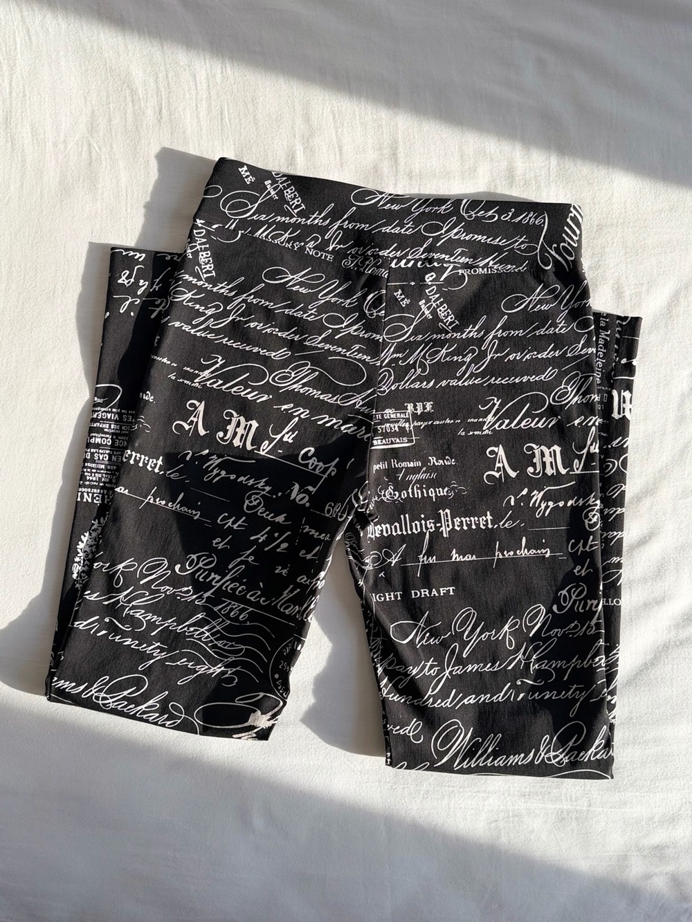Black Script-Print Skinny Pants
